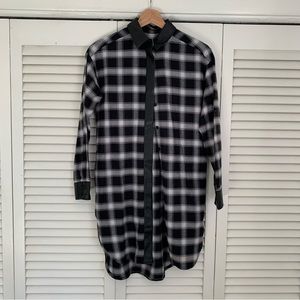 NWT Banana Republic Flannel Tunic with Faux Leather Trim